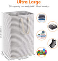 Lifewit 2 Pack Laundry Hamper Large Collapsible Laundry Baskets, Freestanding Waterproof Clothes Hamper with Easy Carry Handles in Laundry Room Bedroom Bathroom College Dorm for Adults, Grey, 2 x 80L