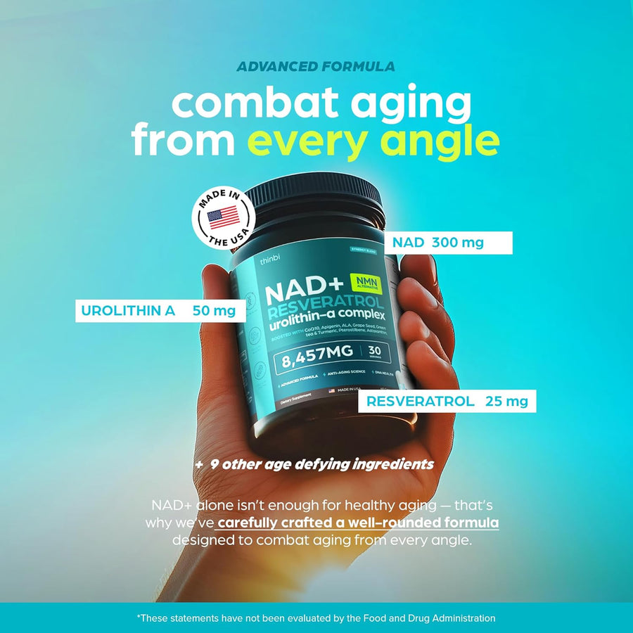 NAD Supplement Extra Strength NMN Alternative with Urolithin A and Resveratrol