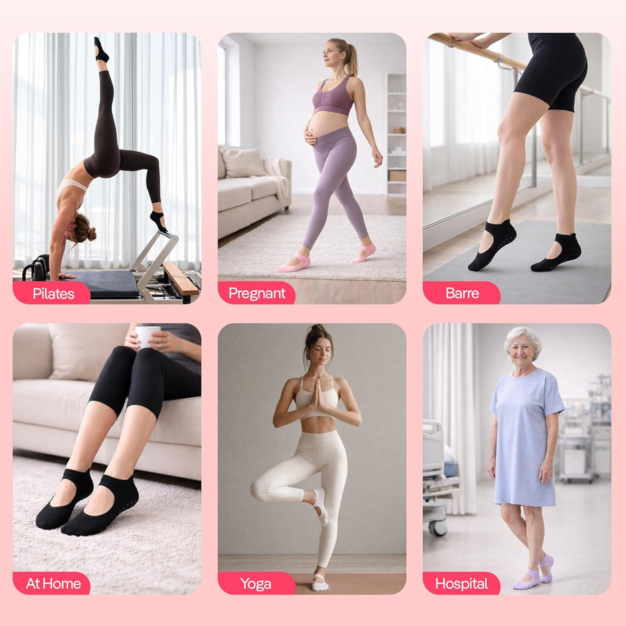 CoolMate Pilates Socks for Women, Non-Slip Yoga Socks