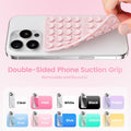 Klearlook Silicone Double-Sided Suction Cup Phone Case Detachable Mount, Sticky Phone Grip with Higher Suction Power for iPhone, Hands-Free Phone Accessories Holder for Selfies and Videos, Light Pink