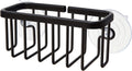SunnyPoint NeverRust Kitchen & Bathroom Sink Caddy for Sponges, Scrubbers, Soap, 6" x 2.5" x 2.65", with Adhesive Mount - Additional Suction Cup Included –Aluminum (Black)