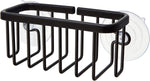 SunnyPoint NeverRust Kitchen & Bathroom Sink Caddy for Sponges, Scrubbers, Soap, 6" x 2.5" x 2.65", with Adhesive Mount - Additional Suction Cup Included –Aluminum (Black)