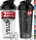 Velomix 28oz Protein Shaker Bottles - 2 Pack, Leak-Proof
