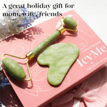 BAIMEI IcyMe Gua Sha & Jade Roller Facial Tools Face Roller and Gua Sha Set for Puffiness and Redness Reducing Skin Care Routine, Self Care Gift for Men Women - Green