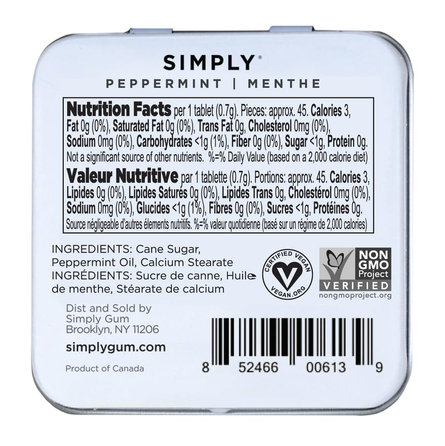 SIMPLY MINTS Natural Peppermint Breath Mints, 6 Pack (180 Pieces), Made With Real Peppermint Oil | Aspartame-Free, Sorbitol-Free, Xylitol-Free, Vegan, Kosher, Non-GMO