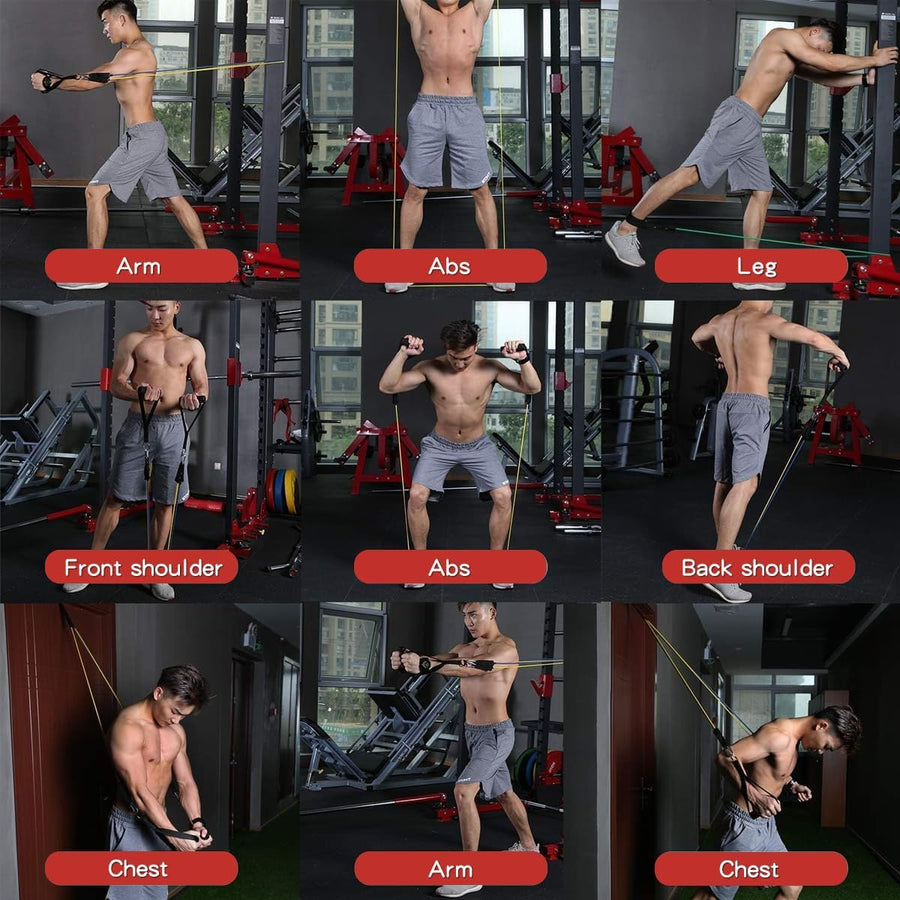WHATAFIT Resistance Bands Set - 5 Levels, Handles, Straps, Anchor for Home Gym