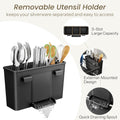 SNTD Dish Drying Rack - Small Dish Rack for Kitchen Counter, Stainless Steel Dish Drainer with Utensil Holder and Drainboard, 11" W x 15" L (Black)