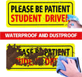JUSTTOP 3pcs Student Driver Magnet for Car, Please Be Patient Student Driver, New Drivers Sticker Safety Warning, Magnetic Reflective Rookie Driver Bumper Sticker (Black&Red)