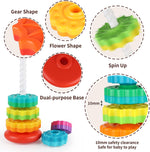 Baby Spinning Stacking Toys for Toddlers 1-3, Rainbow Ring Stacker Montessori Toys for Babies 6-12 Months, 1 2 3 One Year Old Girl Boy Birthday Gifts, Autism Sensory Learning Toy