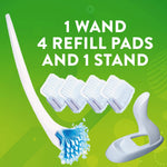 Scrubbing Bubbles Toilet Bowl Brush and Holder with Cleaner Refill Pads, Fresh Brush Toilet Wand Starter Kit, Cleans Limescale & Fights Odors, Citrus Scent, 1 Wand + 4 Refills + 1 Stand