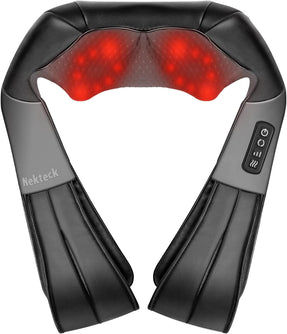 Nekteck Shiatsu Neck Massager with Heat for Pain Relief, 2026 Upgraded 3D Back Shoulder Kneading Massage Pillow, Black