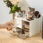 Desk Organizer with 3 Drawer, Multi-Functional Pencil Pen Holder for Desk, Desk Organizers and Storage with 8 Compartments, Desktop Organizer for Office Home Art Supplies (White)