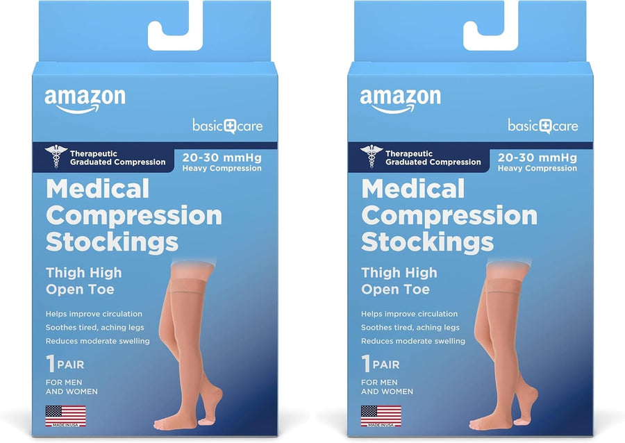 Amazon Basic Care Medical Compression Stockings 20-30 mmHg Beige Medium