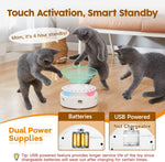 Potaroma Cat Toys 3in1 Automatic Interactive Kitten Toy, Fluttering Butterfly, Moving Feather, Track Balls, Dual Power Supplies, USB Powered, Indoor Exercise Kicker (Bright White)