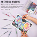 Grabie Glitter Gel Pens 18 Colors, Metallic Vibrant Sparkle Gel Pens for Coloring, Retractable Sparkle Glitter Pens for Adults,Colored Gel Pens for Adult Coloring Books and Drawing