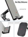 OCYCLONE Phone Stand, Adjustable Height and Angle Foldable Cell Phone Stand Holder for Desk, Taller iPhone Stand Compatible with 4.7"-13" Smartphones iPad Tablet, Black