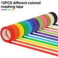 Guirnd 12PCS Colored Masking Tape, Kids Art Supplies, DIY Craft Tape, Colored Tape Rolls, Colored Painters Tape, 1.7cm x 12m (2/3In x 13Yards)