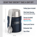 THERMOS Stainless King Vacuum-Insulated Food Jar with Spoon, 16 Ounce, Midnight Blue