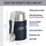 THERMOS Stainless King Vacuum-Insulated Food Jar with Spoon, 16 Ounce, Midnight Blue