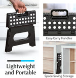 Handy Laundry Folding Step Stool - Sturdy Enough Collapsible Stool to Support Adults and Safe Enough for Kids - Opens Easy with One Flip - Great for Kitchen, Bathroom or Bedroom (Black - 9 Inch)
