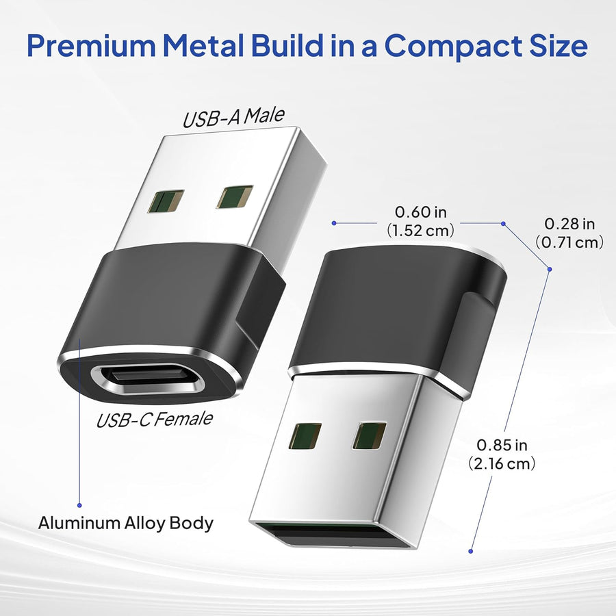 Elebase USB to USB C Adapter for iPhone 17 4Pack,USBC Female to A Male Car Charger Adapter,Type C Converter Apple 16 Pro Max 15 14 Plus,iWatch Watch 11 10 Se Ultra 3,iPad Air,Samsung Galaxy S25,Black