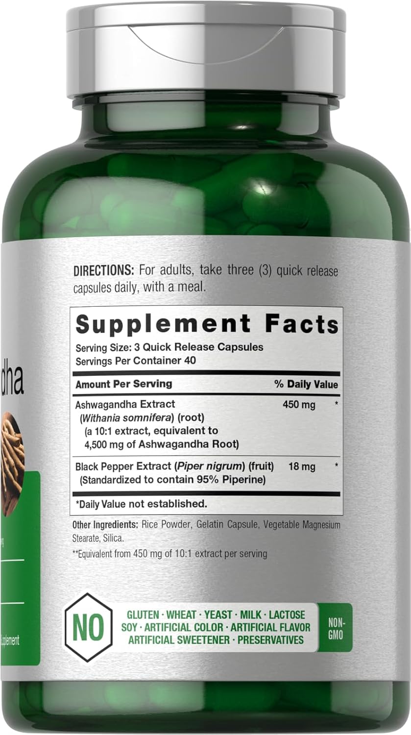 Horbäach Ashwagandha Supplement Max Strength 120 Capsules Non-GMO Gluten Free