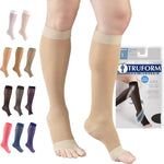 Truform 15-20 mmHg Women's Knee High Compression Stockings, Open Toe, Medium