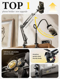LISEN Gooseneck Phone Holder for Desk Bed 3rd Upgrade Cell Phone Stand for Desk Bed Accessories,Gifts for Seniors Elderly Tech Lovers Mount for Recording Filming Laying Down Flexible Arm Clamp Clip