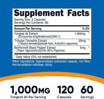 Nutricost Tongkat Ali 1,000mg 120 Capsules - with Tribulus Terrestris and BioPerine, Vegetarian Caps, Non-GMO, Gluten Free, Potent Extract