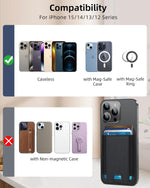 for MagSafe Wallet, Stronger Magnetic Wallet for iPhone 17/16/15/14/13/12 Series, 7 Cards Holder, Magnetic Phone Wallets, Vegan Leather Minimalist Slim RFID for iPhone Wallets, 1 Slot, Black & Black