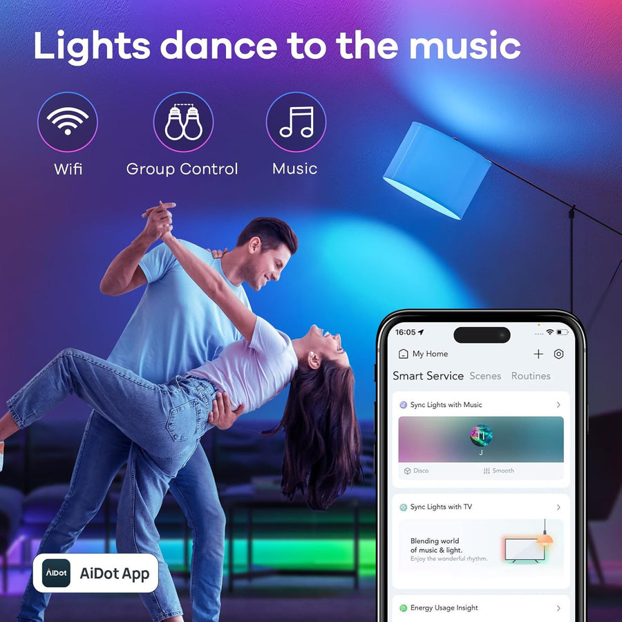 Linkind Smart Light Bulbs, Smart Bulb That Work with Alexa & Google Home, LED Light Bulbs Color Changing, 104 Preset Scene, Music Sync, A19 E26 2.4GHz RGBTW WiFi Bluetooth Light Bulb 60W, 800LM, 4Pack