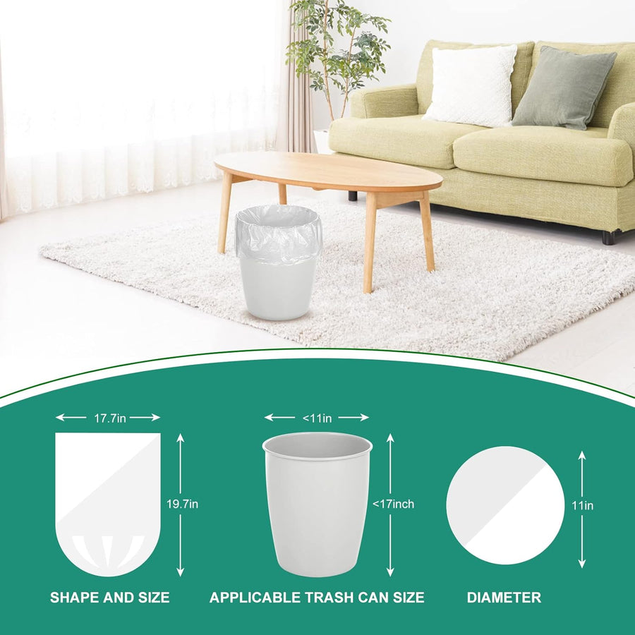 Magesh 4 Gallon Trash Bag Strong, Leakage-Free, Small Garbage Bags Unscented Thick for Bathroom, Office, Kitchen Small Trash Can, 15L, 105 Bags, Clear