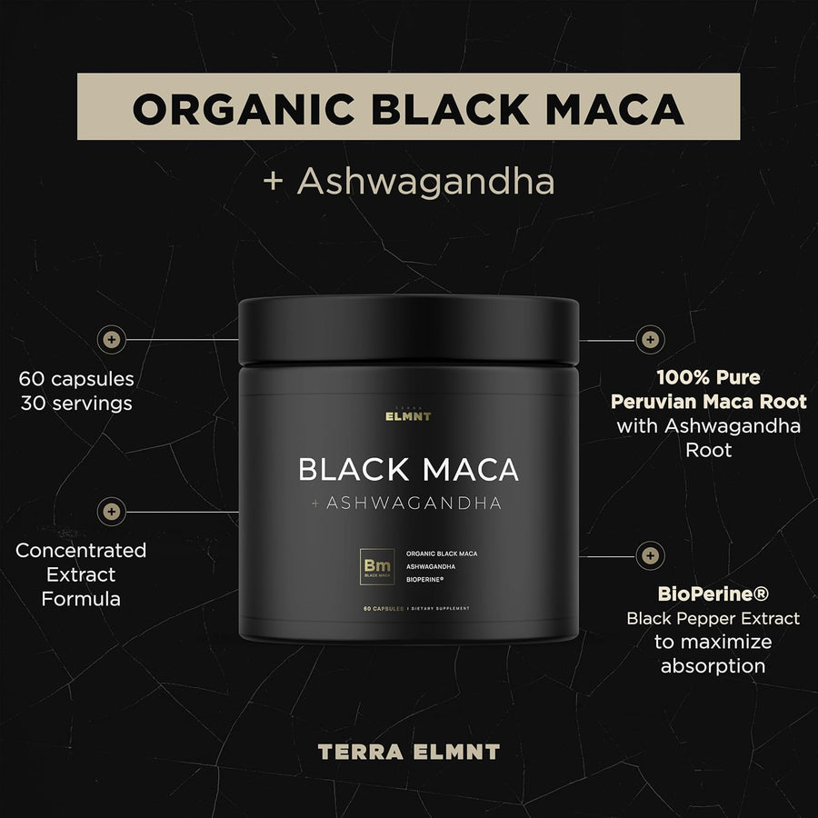 40x Strength Organic Black Maca Root with Ashwagandha Supplement