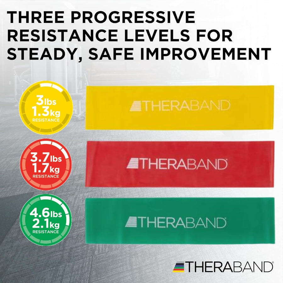 THERABAND Resistance Bands Set, Beginner Kit, Latex Elastic Bands for Exercise