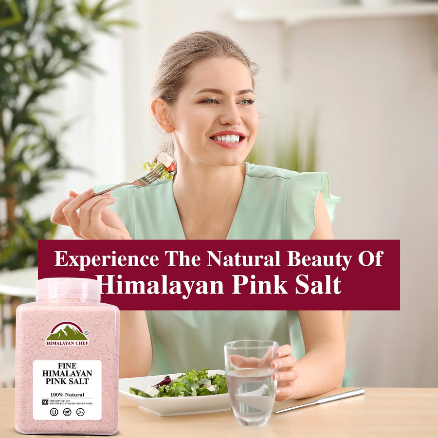 Himalayan Chef Pink Himalayan Salt Fine Grain, 5 lbs Plastic Jar - Pure, Natural, Kosher, Non-GMO, Mineral-Rich, for Cooking, Seasoning, Baking, Table Use