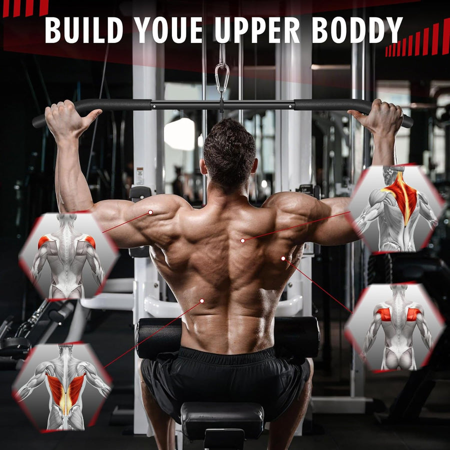 39.7'' Lat Pulldown Bar with 360° Rotation, Curl Tricep Press Down for Strength Workouts