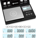 MAXUS Digital Pocket Gram Scale 500g x 0.01g High Precision with Tray, Weighs Small Food, Jewelry, Ounces, Grains, LCD Display, Tare Function
