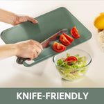 Plastic Cutting Board Set of 3-Cutting Boards for Kitchen BPA Free, Large-Small Chopping Boards Non-Slip for Cooking Camping Dishwasher Safe, Reversible, with Grip Handle, 15"×10"×0.6" Green