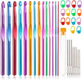 Vodiye 14 Sizes Crochet Hooks Set 2.0–10.0mm, Colorful Metal Crochet Needles, Ergonomic for Comfortable Crocheting