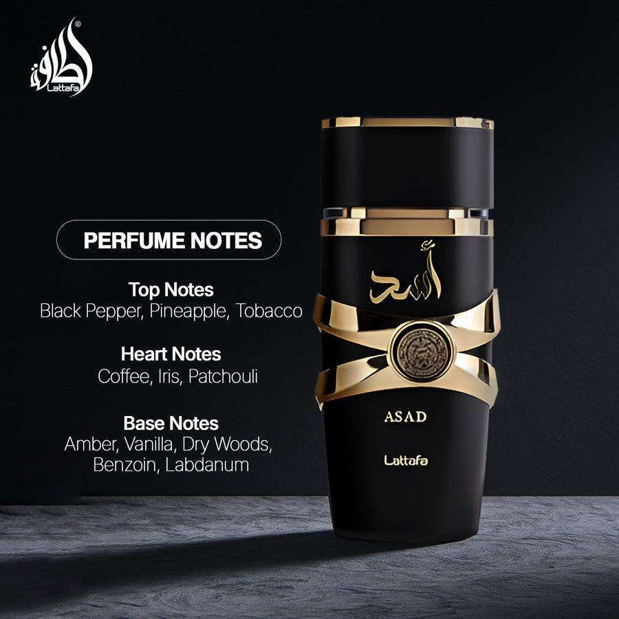 Lattafa Perfumes Asad for Unisex Eau de Parfum Spray, 3.4 Ounce