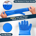 6PCS Pet Grooming Kit for Dogs,Cats and Horses | Dog Washing Gloves | Dog Bath Brush | Dog Bath Gloves | Dog Shampoo Brush | Pet Grooming Gloves | Dog Bath Supplies (Navy Blue)