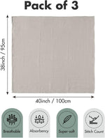 Muslin Swaddle Blankets for Newborn, 3 Pack Breathable Soft Receiving Blanket, Large 38 x 40 inches Swaddle Wrap Burping Clothes, Essentials Infant Shower Items, Toddler Gift (Bright Colors)
