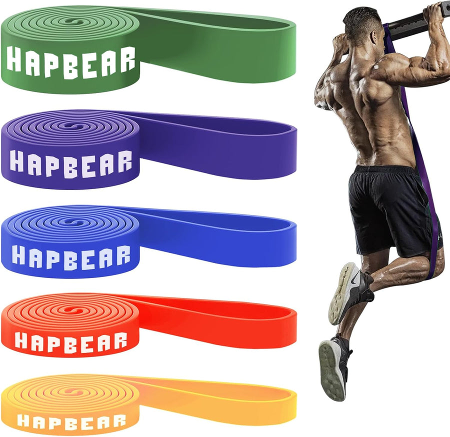 HAPBEAR Pull Up Assistance Bands - Resistance Bands Set for Workouts, Stretching, Muscle Training