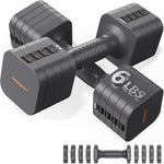 FEIERDUN 5-in-1 Adjustable Dumbbell Set, 12LBS/20LBS Hand Weights for Home Gym