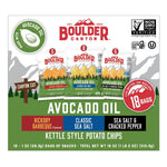 Boulder Canyon Avocado Oil Kettle Style Potato Chips Variety Pack, 18 Count - Gluten-Free, Non-GMO, Hickory Barbecue, Classic Sea Salt, Sea Salt & Cracked Pepper (1 oz Bags)