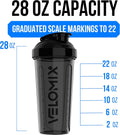 Velomix 28oz Protein Shaker Bottles - 2 Pack, Leak-Proof