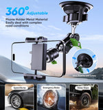 MAGIC JOHN Car Phone Holder, Ultra-Durable Mteal Phone Holders for Your Car, 360° Rotation Cell Phone Car Mount for Windshield, Suction Cup Car Phone Mount for iPhone Samsung All Smartphone