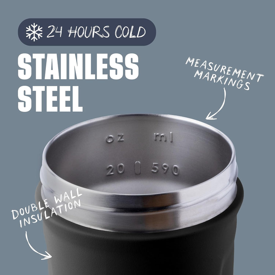 BlenderBottle Strada 24oz Insulated Stainless Steel Shaker Cup with Whisk