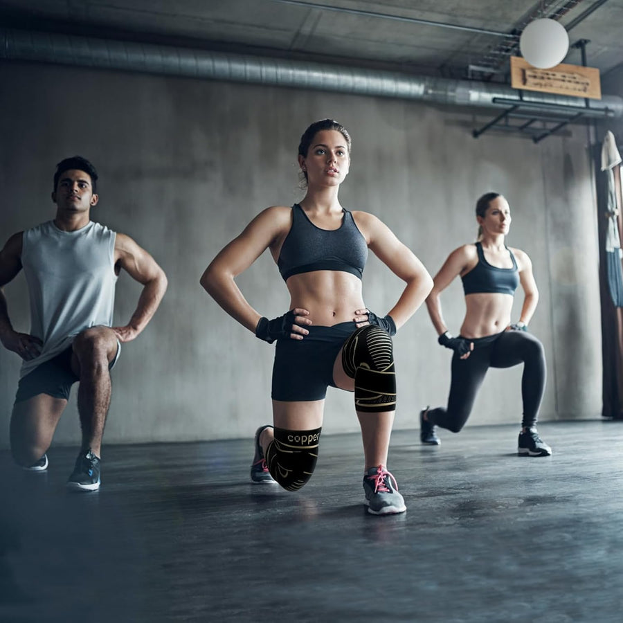 Copper Knee Braces with Strap for Knee Pain Relief, 2 Pack, Medium Size