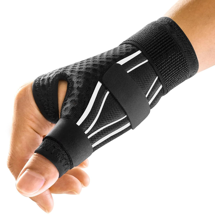 FREETOO Thumb Brace Support for Arthritis Pain and Tendonitis, Right or Left Hand, White, S/M